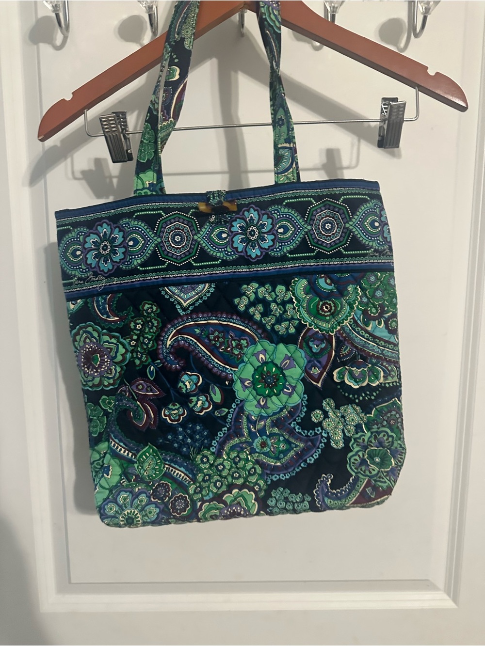 Vera Bradley Quilted Paisley Tote in Green & Blue